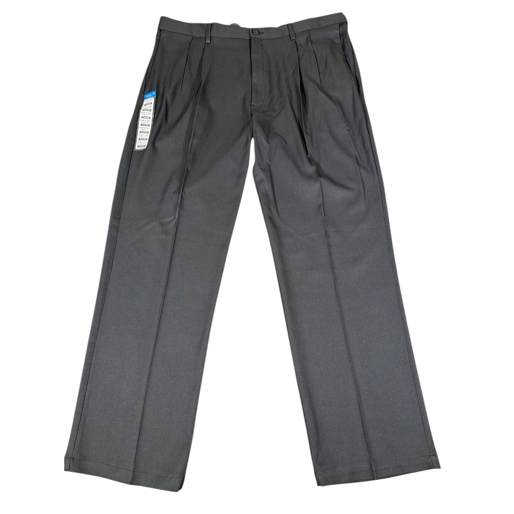 Haggar Cool 18 Pro Dress Pants Mens 42x32 Gray Pleated Classic Fit NWT